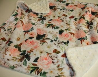 Personalized Magnolia Minky Blanket Baby Toddler Child Adult Blanket Pink Sage Green