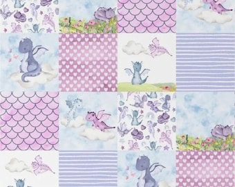 Personalized Dragon Blanket for Girl, Fantasy Kingdom Nursery Bedding, Satin Ruffle Option,