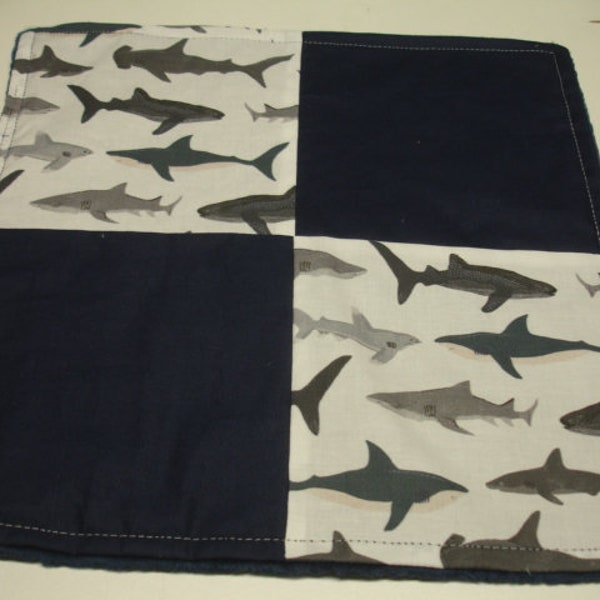 Burp Cloth Sharks in The Deep Minky Wash Cloth Quick Wipe Ready to Ship