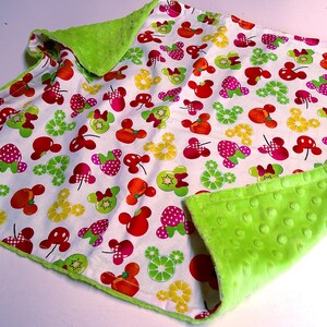 Mickey Ears Baby Lovey, Fruit Baby Gift, Cotton and Minky Fruit Slices Security Blanket, Bright and Colorful Gift for Newborn, Ready to Ship
