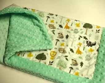 Baby Blanket Zoo Animals Personalized Minky Baby Blanket Boy Toddler Blanket Gender Neutral Ready to Ship