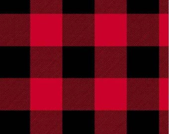Buffalo Plaid Red and Black 1 Inch Plaid Remnant Destash Cotton Fabric Quilt Windham Fabrics