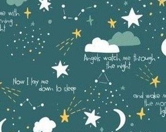 Now I Lay Me Down to Sleep Baby Blanket, Personalized Moon Cloud Stars Bedding