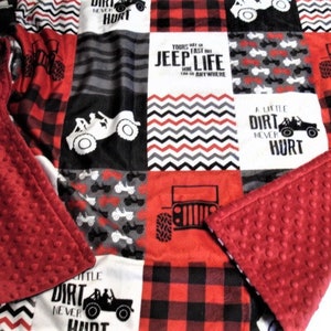 Jeep Minky Blanket Personalized Baby Blanket Toddler Child Adult Minky Blanket Red Black Gray Gender Neutral