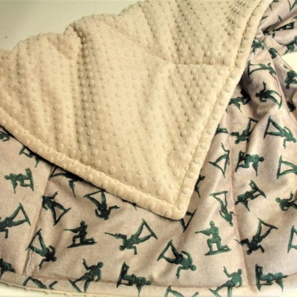 Personalized Baby Blanket Toy Soldiers Minky Blanket Toddler Child Adult Sizes Gender Neutral