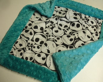 Packed Skulls Security Blanket, Cotton and Minky Snuggly, Ready to Ship