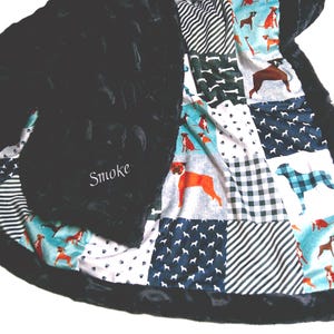 Personalized Boxer Blanket, Baby Dog Blanket, Navy and Gray Toddler Blanket, Boxer Baby Gift, Gender Neutral Dog Blanket