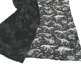 Dinosaur Bones Blanket, Personalized Glow in the Dark Jurassic Bedding, Toddler Birthday Gift