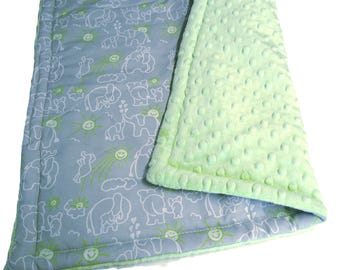 Elephant Baby Lovey, Ready to Ship You Are My Sunshine Baby Shower Gift, Lime and Gray