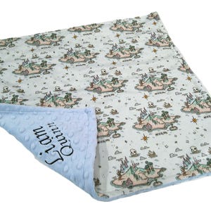 Neverland Baby Blanket, Custom Peter Pan Bedding, Map of Neverland Throw, Neutral Nursery Decor