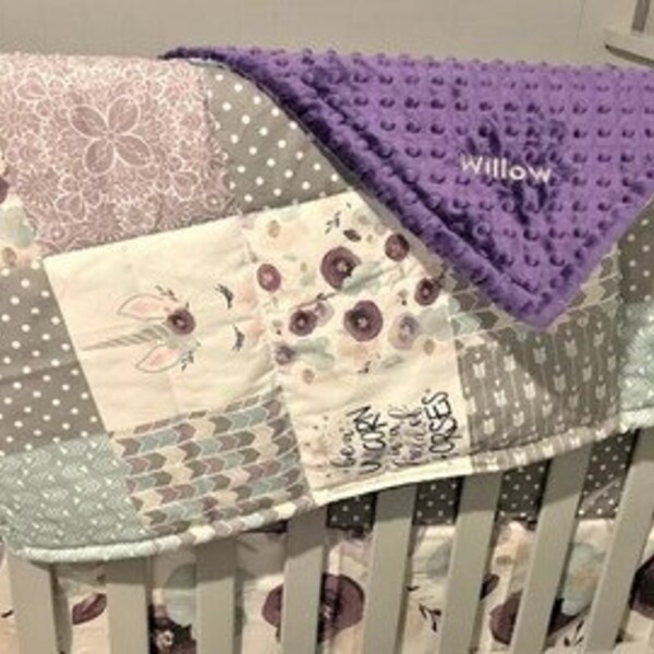 Lavender and Gray Crib Bedding Etsy