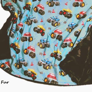 Monster Trucks Blanket, Personalized Blanket for Boy, Monster Jam Gift for Toddler, Minky Boys Bedding, 4 Wheel Trucks image 2