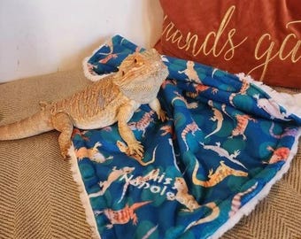 Bearded Dragon Blanket, Personalized Small Pet Bedding for Lizard Cat Guinea Pig, Soft Minky