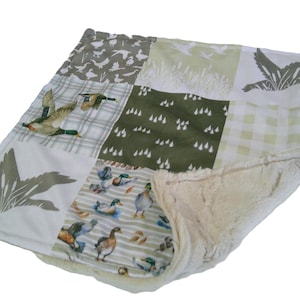 Duck Blanket, Mallard Theme Bedding, Personalized Duck Hunter Gift, Soft Minky Plush Throw