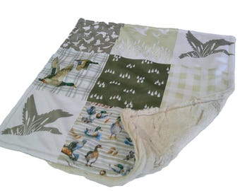 Duck Blanket, Mallard Theme Bedding, Personalized Duck Hunter Gift, Soft Minky Plush Throw