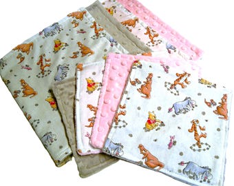 Burp Cloth, Winnie the Pooh Baby Shower Gift, Changing Pad Cover, Personalized Classic Pooh Gift Set, Crib Sheet, Wash Cloths Minky