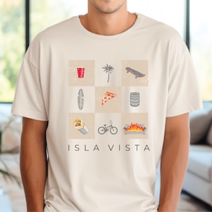Isla Vista Icons T-Shirt, UCSB Student Tee, College Town Shirt, UC Santa Barbara Alumni Gift, Unisex