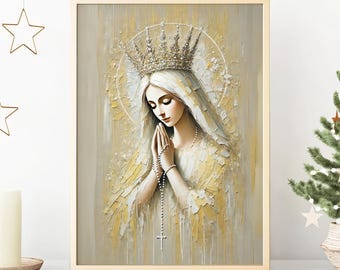 Stampa artistica di Maria Regina del Cielo: decorazione cristiana cattolica (download digitale)