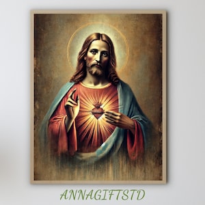 Sacred Heart of Jesus Print: Catholic Christian Art (Digital Download)