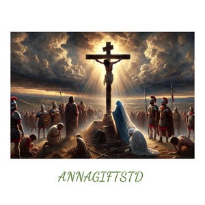 Jesus Crucifixion Art Print: Christian Passion, Bible Scene (Digital Download)