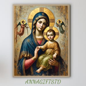 Virgin Mary and Baby Jesus Catholic Art Print (Digital Download)