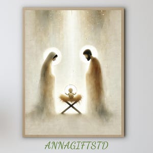 Art de la crèche, décoration de Noël, impressions numériques, téléchargement numérique de Noël Jésus, art catholique moderne, estampes catholiques, art chrétien N422