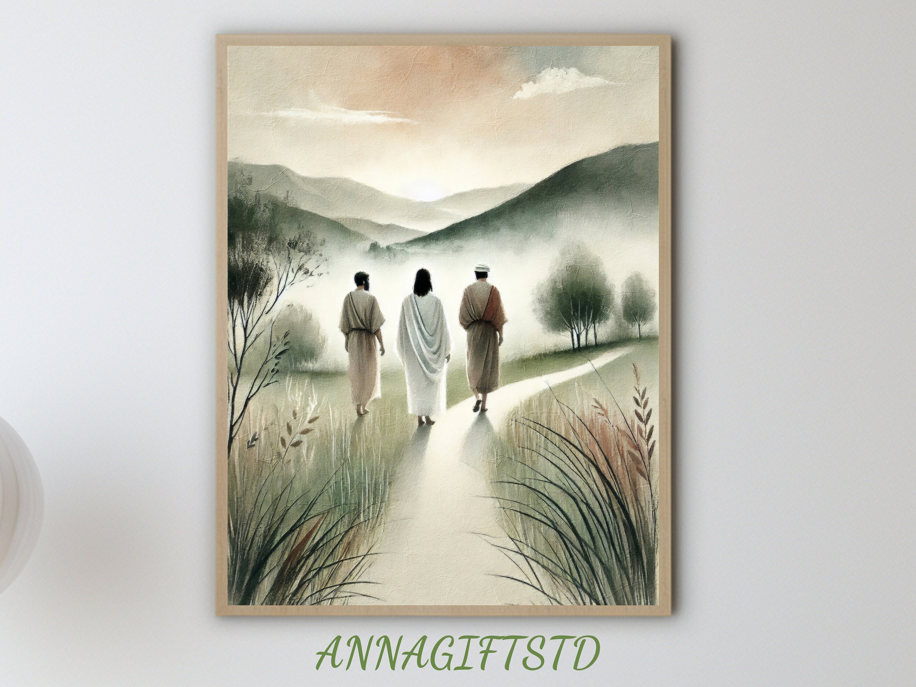 Jesus and Two Disciples on the Road to Emmaus, Murals, Christ Art ...