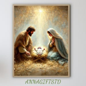 Nativity Scene Art,Nativity Digital Atwork ,Dowloadable Christmas ,Simple Nativity Print, Modern Christian Art,Nativity Print Set,N435D