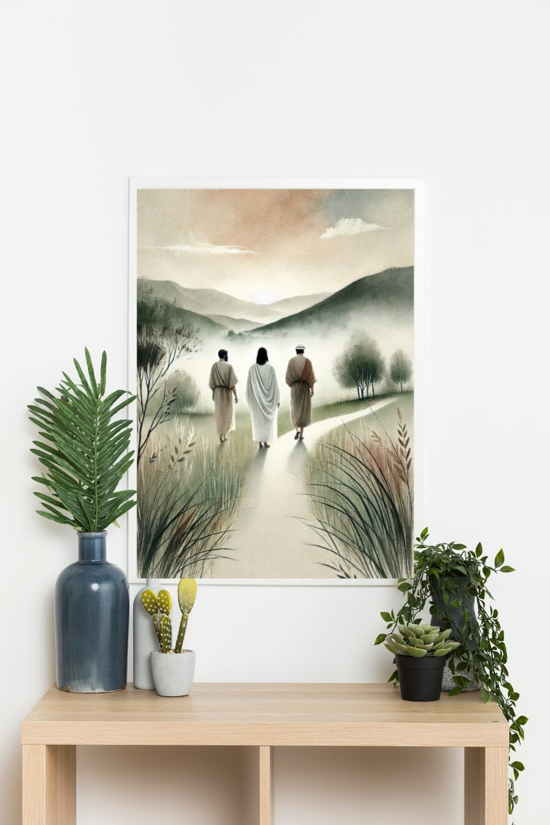 Jesus and Two Disciples on the Road to Emmaus, Murals, Christ Art ...