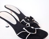 Vintage Enzo Angiolini \\ Black & White Slide Kitten Heel Size 8M
