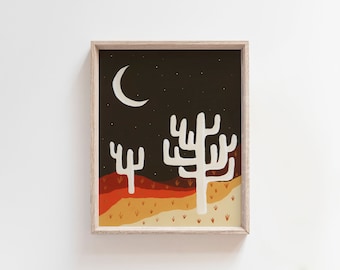 Mid Century Desert Landscape Print 8 x 10 Abstract Print Cactus Western Art Print