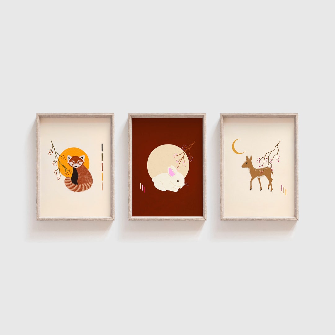 Japandi Decor Wall Art Print Set of 3 4x6 Japanese Abstract Art Prints ...