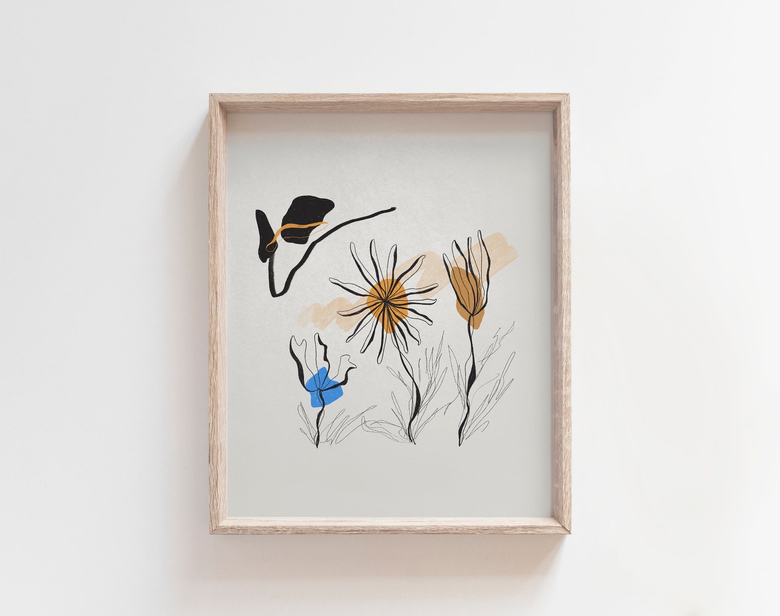 Mid Century Flower Art Print 8 X 10 Abstract Floral Etsy