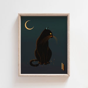 Witchy Black Cat Art Print Gift For Cat Lover Black Cat Gift New Cat Gift