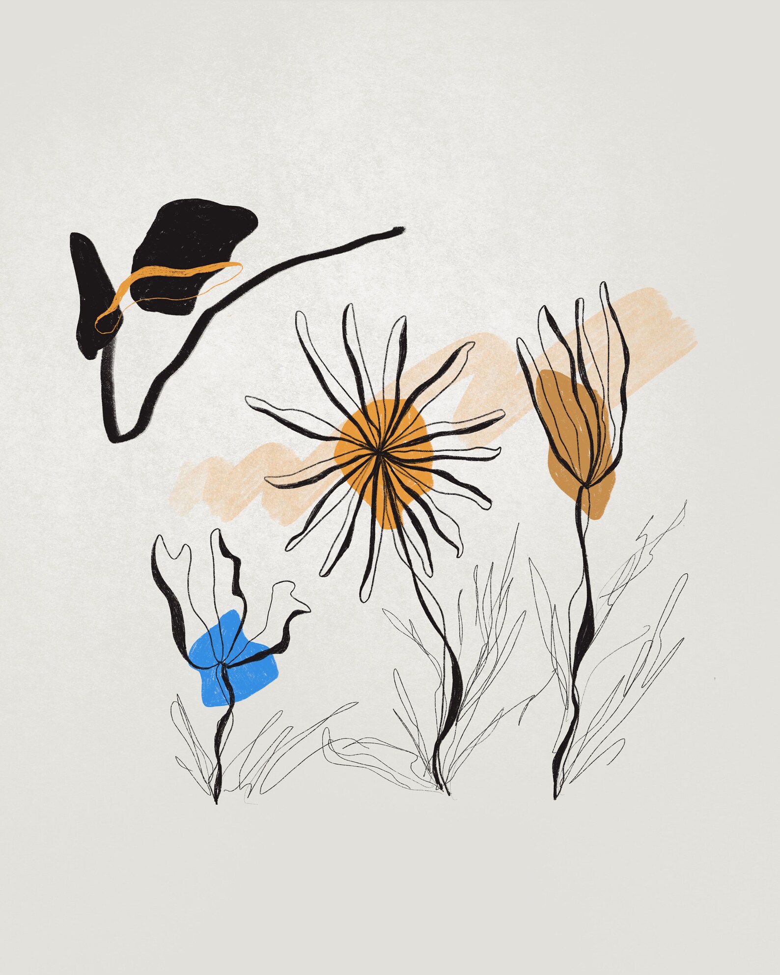 Mid Century Flower Art Print 8 X 10 Abstract Floral Etsy