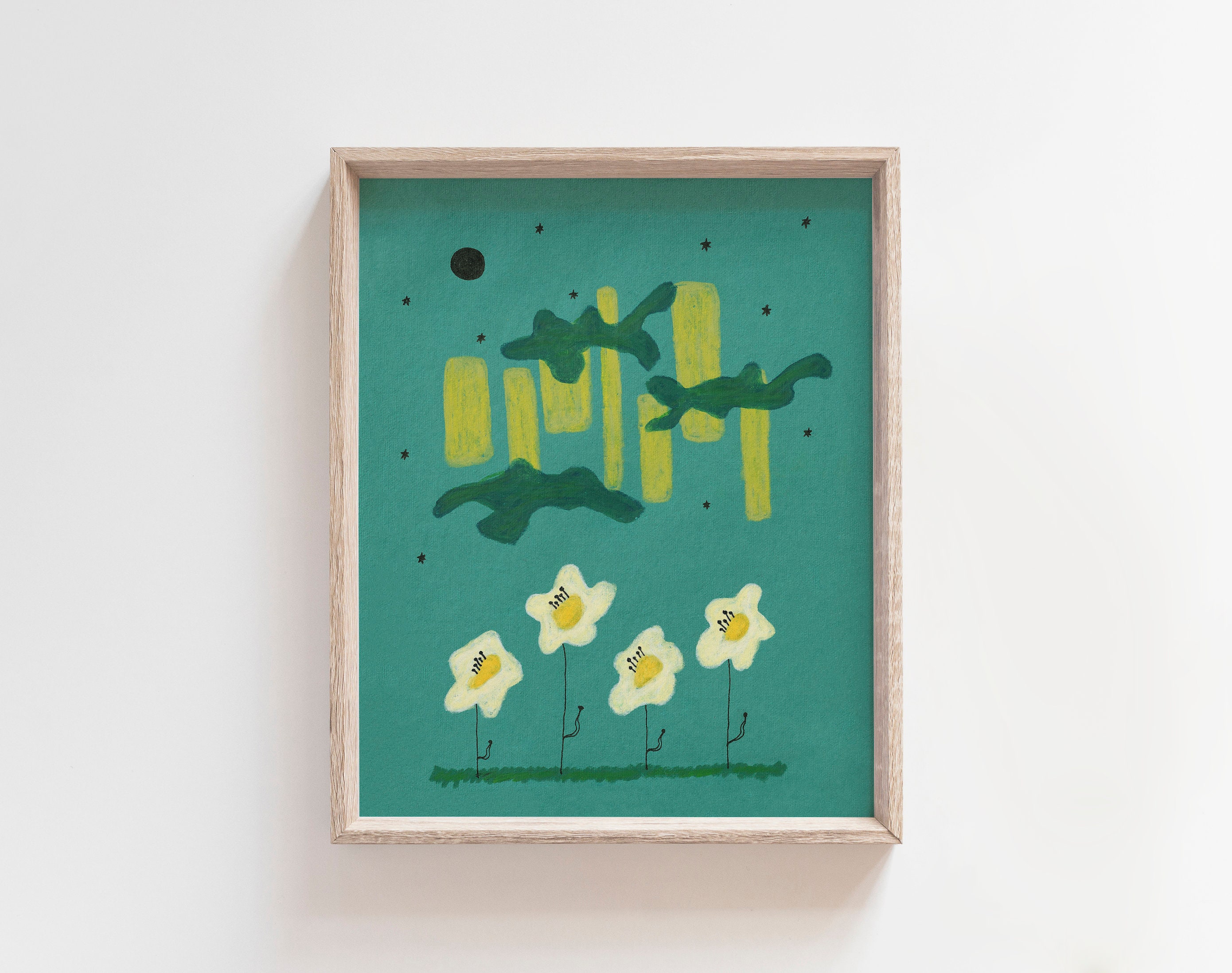 Coloré Mid Century Modern Wall Art Print Abstrait Decor Japandi Asiatique