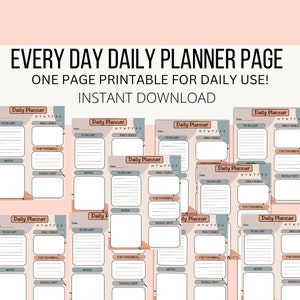 Simple Daily Planner Page, One Page Printable Daily Page PDF, Digital Download