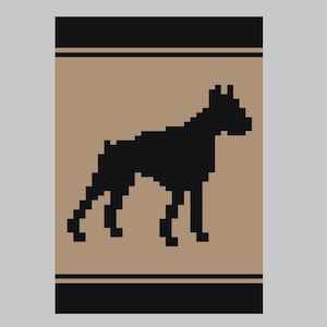 May include: A black silhouette of a dog standing on a brown background with a black border.