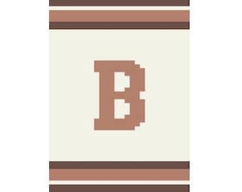 Letter B Initial - Finger Knitting / Chunky Knit Blanket Pattern