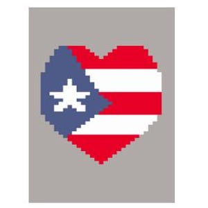 Puerto Rico Heart Flag - Finger Knitting / Chunky Knit Blanket Pattern