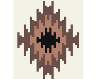 Southwest-Aztec Design - Finger Knitting / Chunky Knit Blanket Pattern