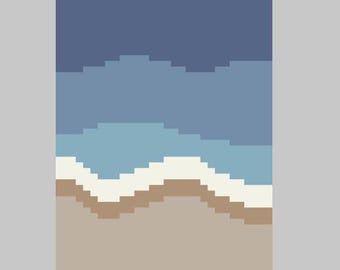 Olas del mar en la playa - Patrón de manta de punto grueso para tejer a mano