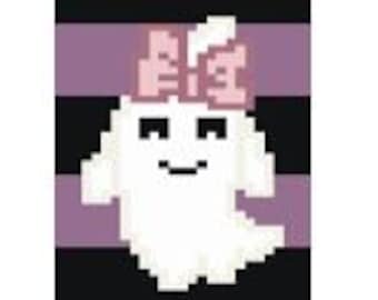 Ghost with Bow - Finger Knitting / Chunky Knit Blanket Pattern
