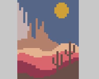 Desert Scene - Finger Knitting / Chunky Knit Blanket Pattern
