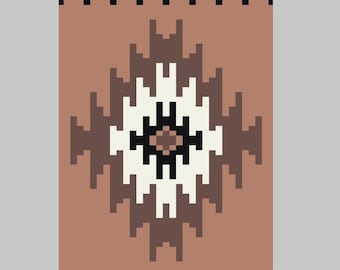 Southwest-Aztec with Border - Finger Knitting / Chunky Knit Blanket Pattern