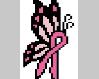 Mariposa con lazo contra el cáncer de mama: patrón para tejer a mano o manta de punto grueso