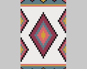 Aztec Style Design- Finger Knitting / Chunky Knit Blanket Pattern