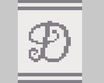 Letter D Script - Finger Knitting / Chunky Knit Blanket Pattern