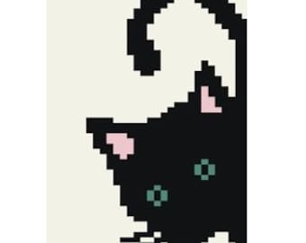 Patrón de manta de punto grueso con gato asomándose