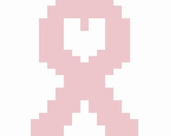 Breast Cancer Ribbon with Heart - Finger Knitting / Chunky Knit Blanket Pattern